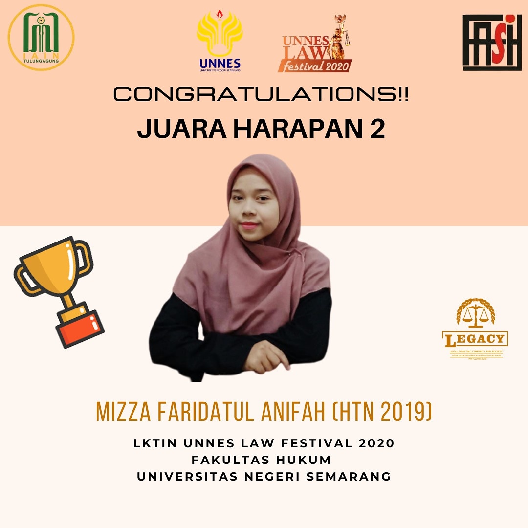 MAHASISWA JURUSAN HTN SABET JUARA HARAPAN II LKTI PADA AJANG UNNES LAW FESTIVAL