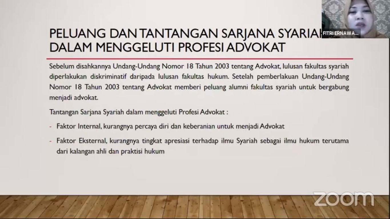 JURUSAN HUKUM KELUARGA ISLAM MENGADAKAN WEBINAR ADVOKASI